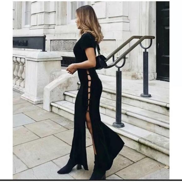 Black Cut Out Zara Dress New Small - Picture 4 of 10